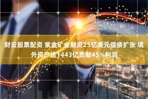 财云股票配资 紫金矿业融资25亿美元偿债扩张 境外资产达1443亿贡献45%利润